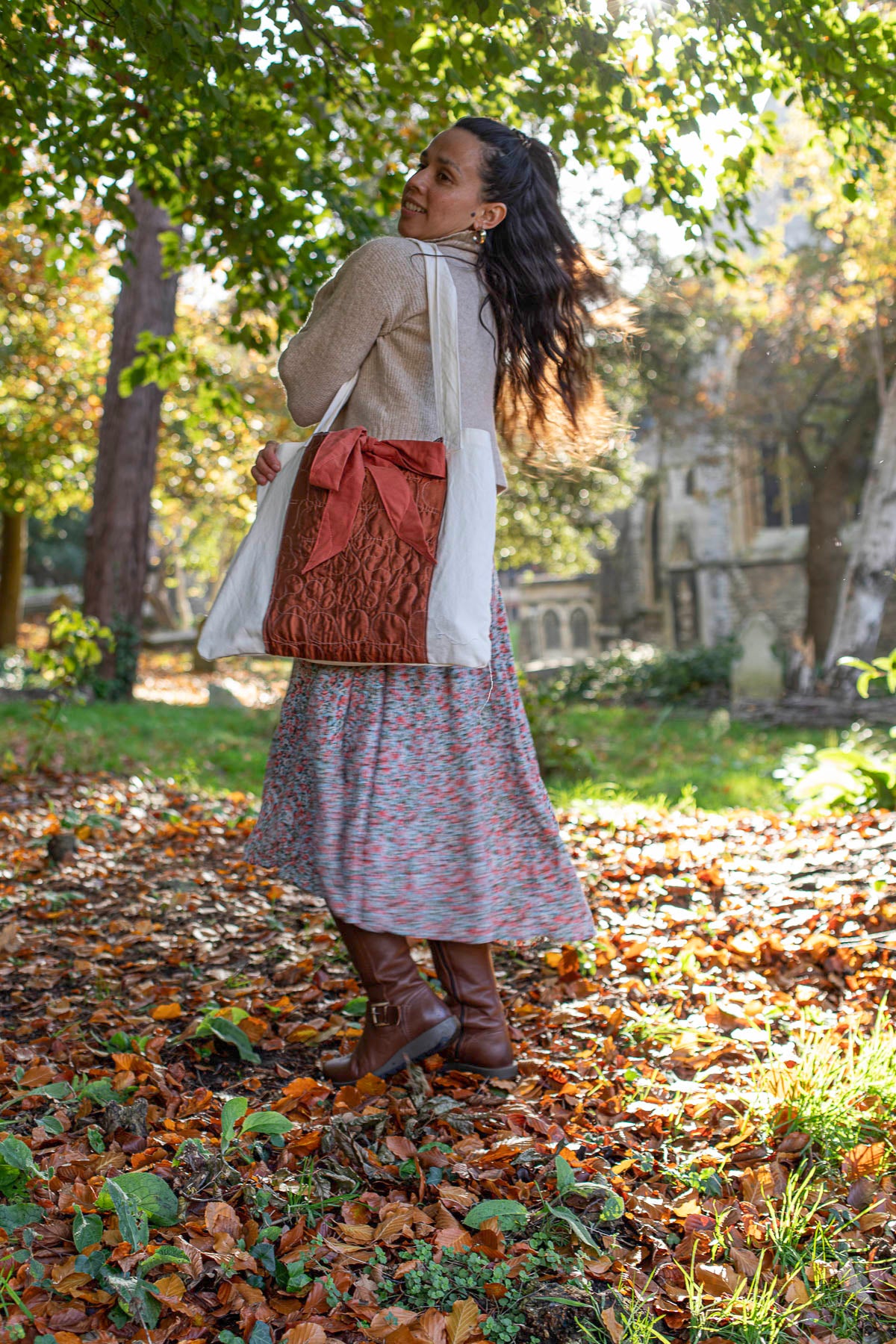 My Big Bow Tote  – Terracotta & Cream
