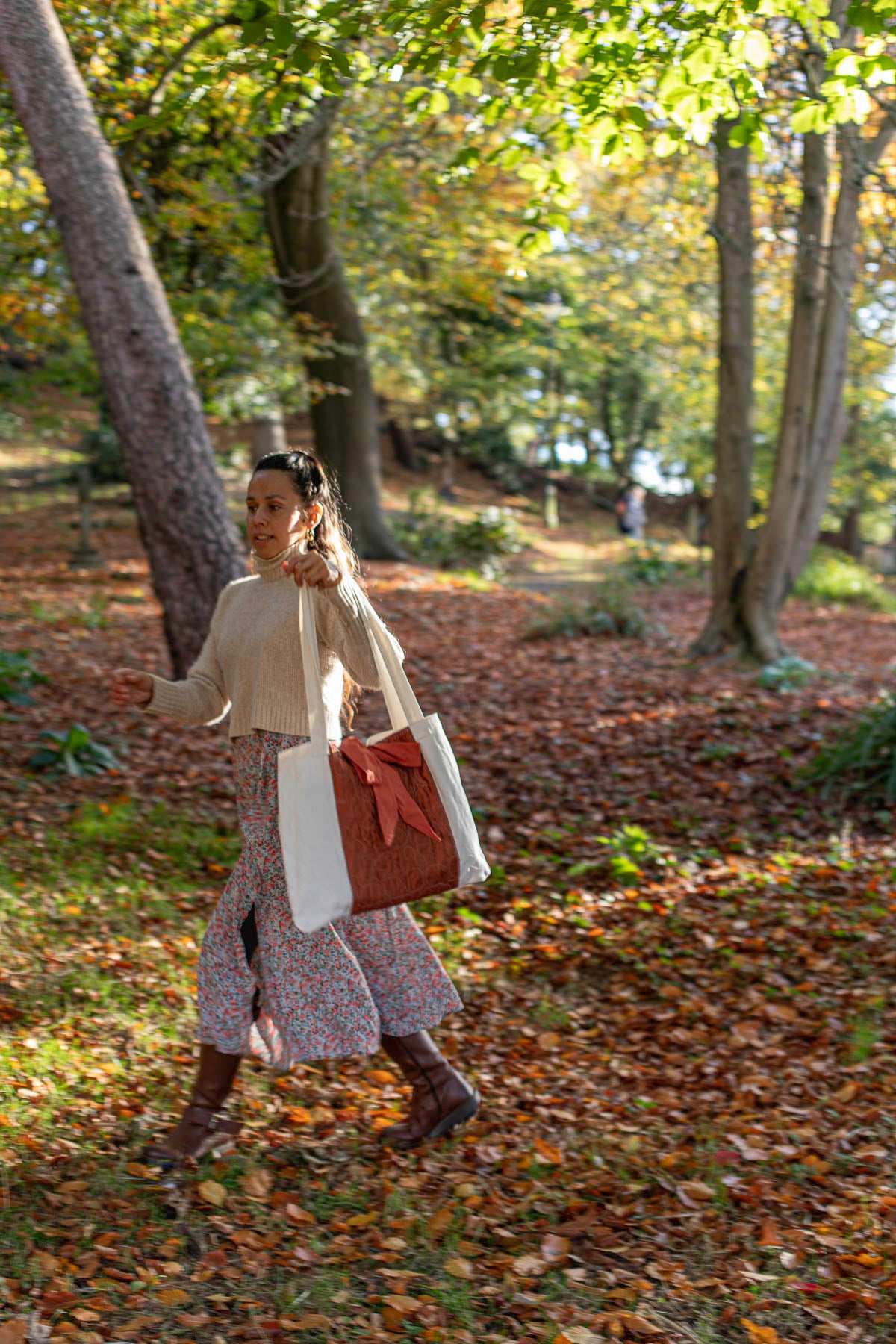 My Big Bow Tote  – Terracotta & Cream