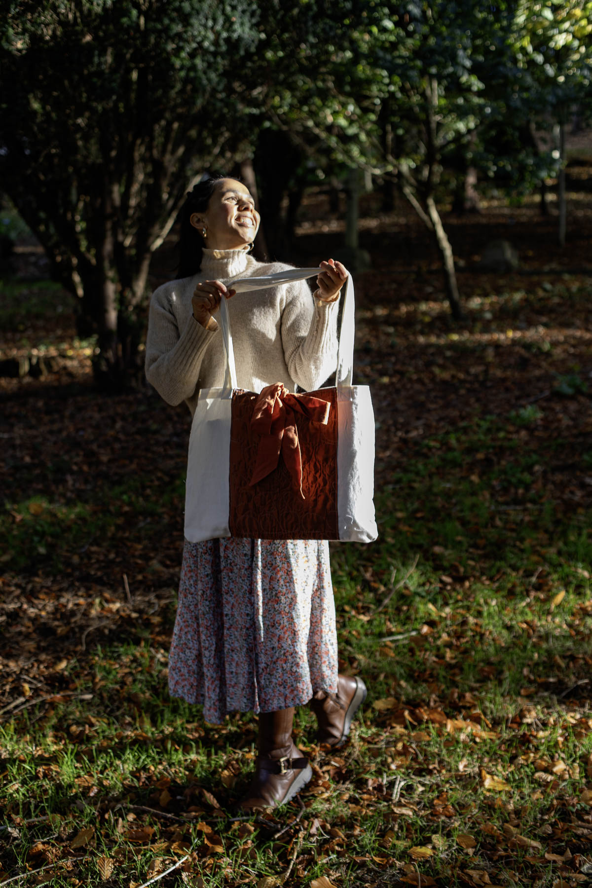 My Big Bow Tote  – Terracotta & Cream